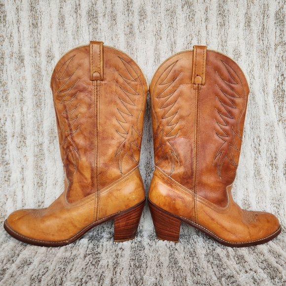Dingo Acme Vintage Heeled Western Boot Tan | Women's Size 10 - Picture 4 of 10